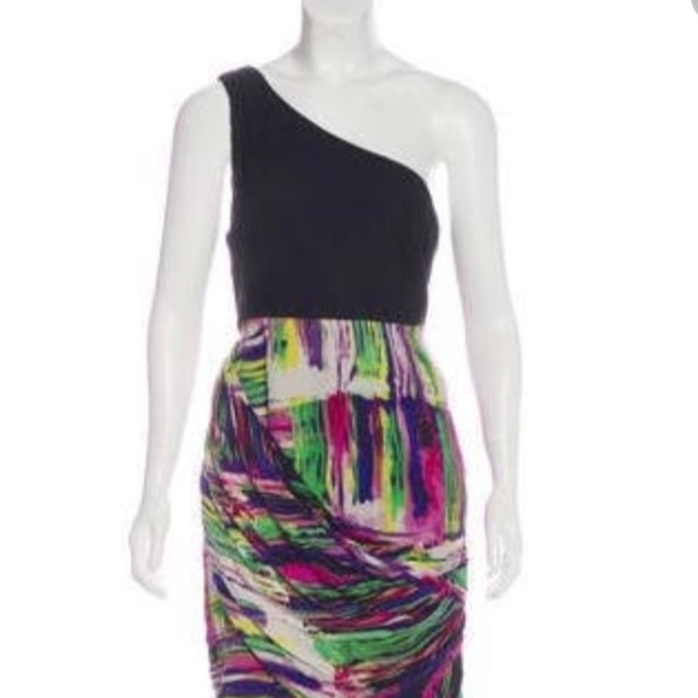 Alice and Olivia one shoulder silk dress